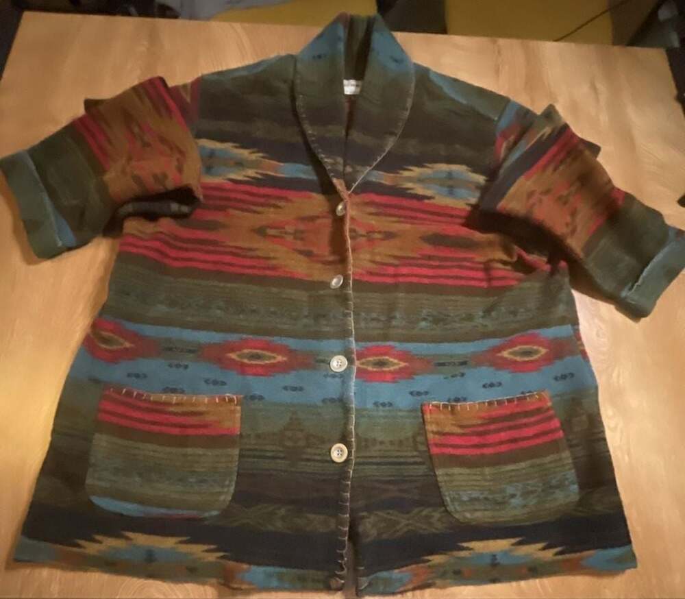 Bit & Bridle Southwestern Print Cotton Shawl Collar Jacket